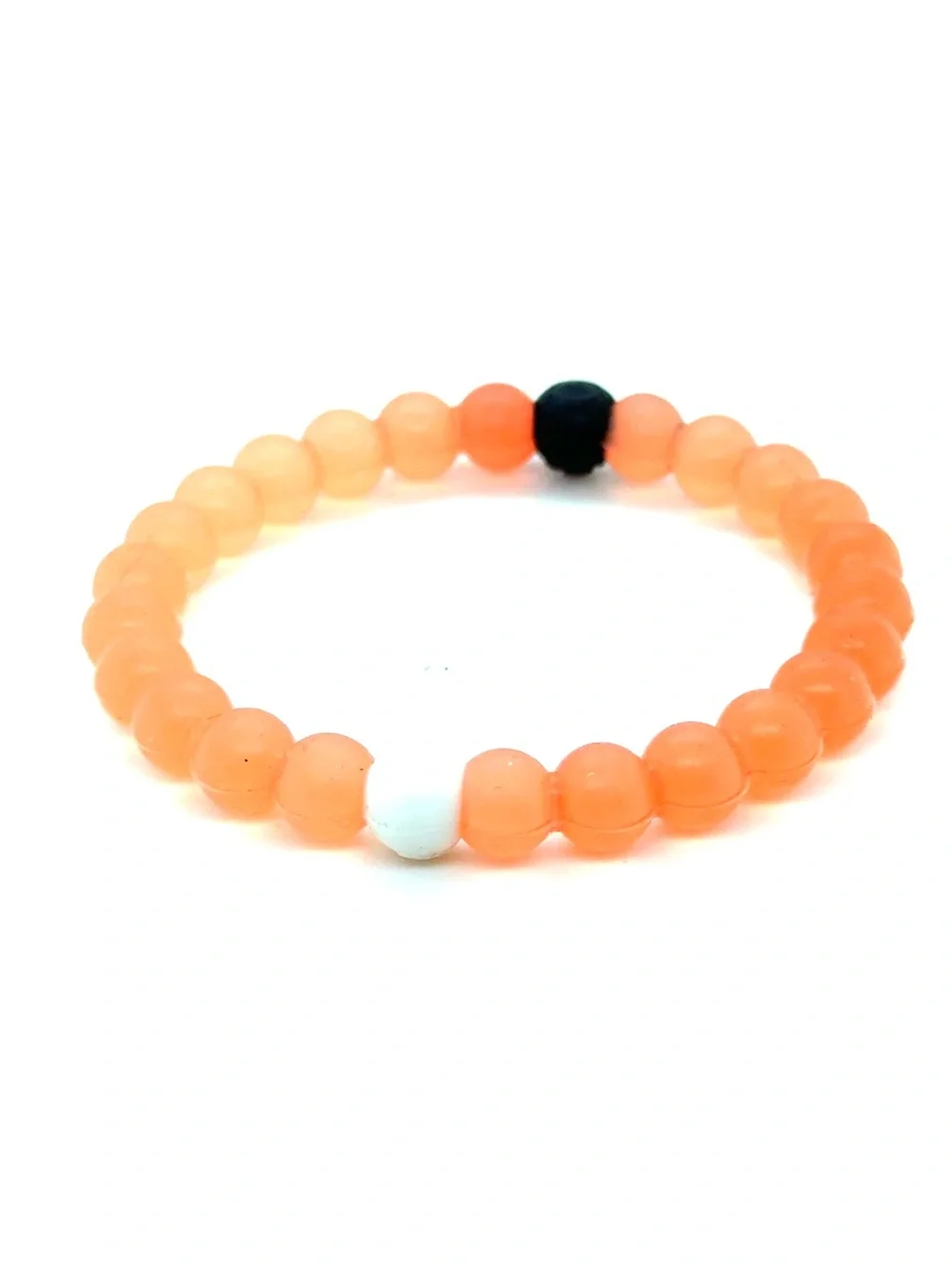 Lokai Light Orange Stretch‎ Beaded Bracelet with Black Accent